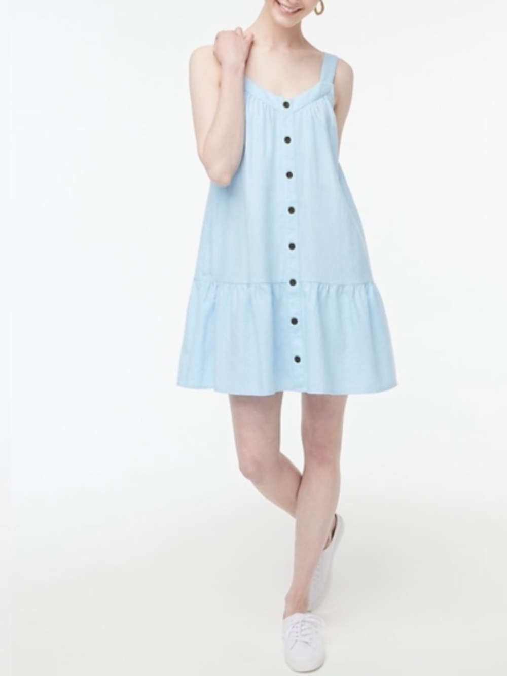 J.Crew Factory Linen-Blend Button Down Mini Dress Blue -- Size 16